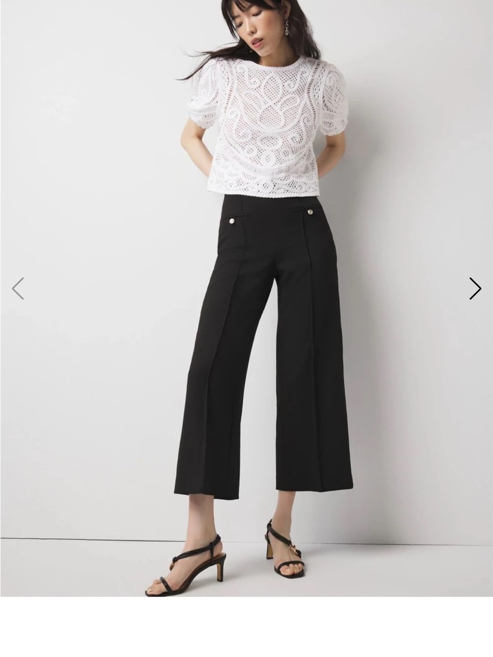 White House Black Market Black Wide-Leg Cropped Pants